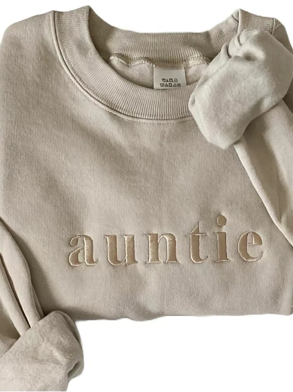 Auntie Embroidered Cream/Golden tone on tone Sweatshirt